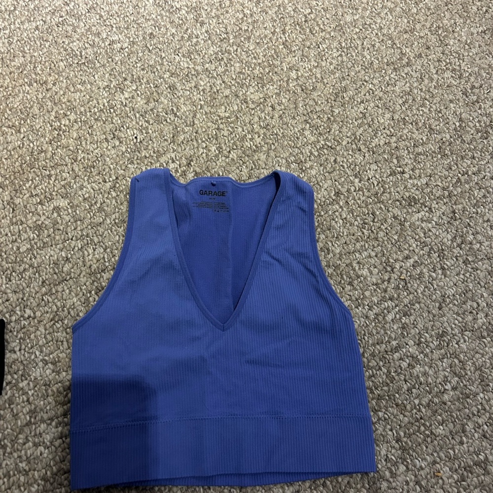 Garage Women's Deep Blue Ribbed Crop Top